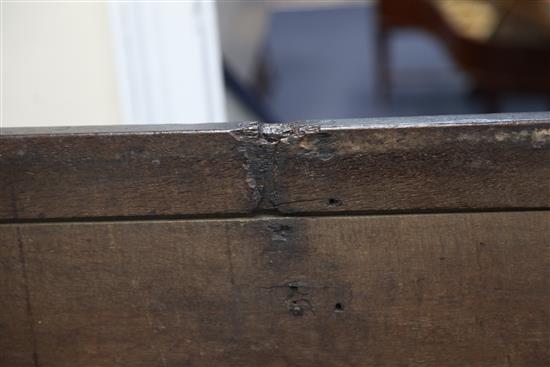 An 18th century oak coffer, W.3ft 6in.